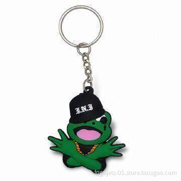PVC Keychain with 3D Logos on Two Sides, Customized Designs are Welcome